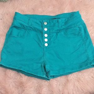 Charlotte Russe Teal High-waisted Shorts